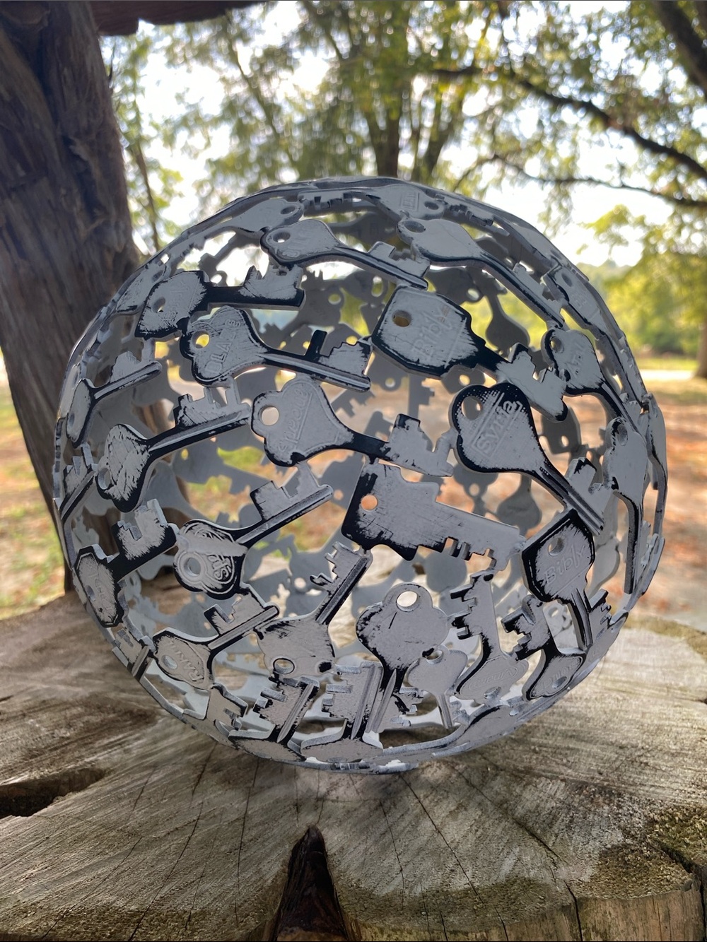Metal Key Orb Sculpture